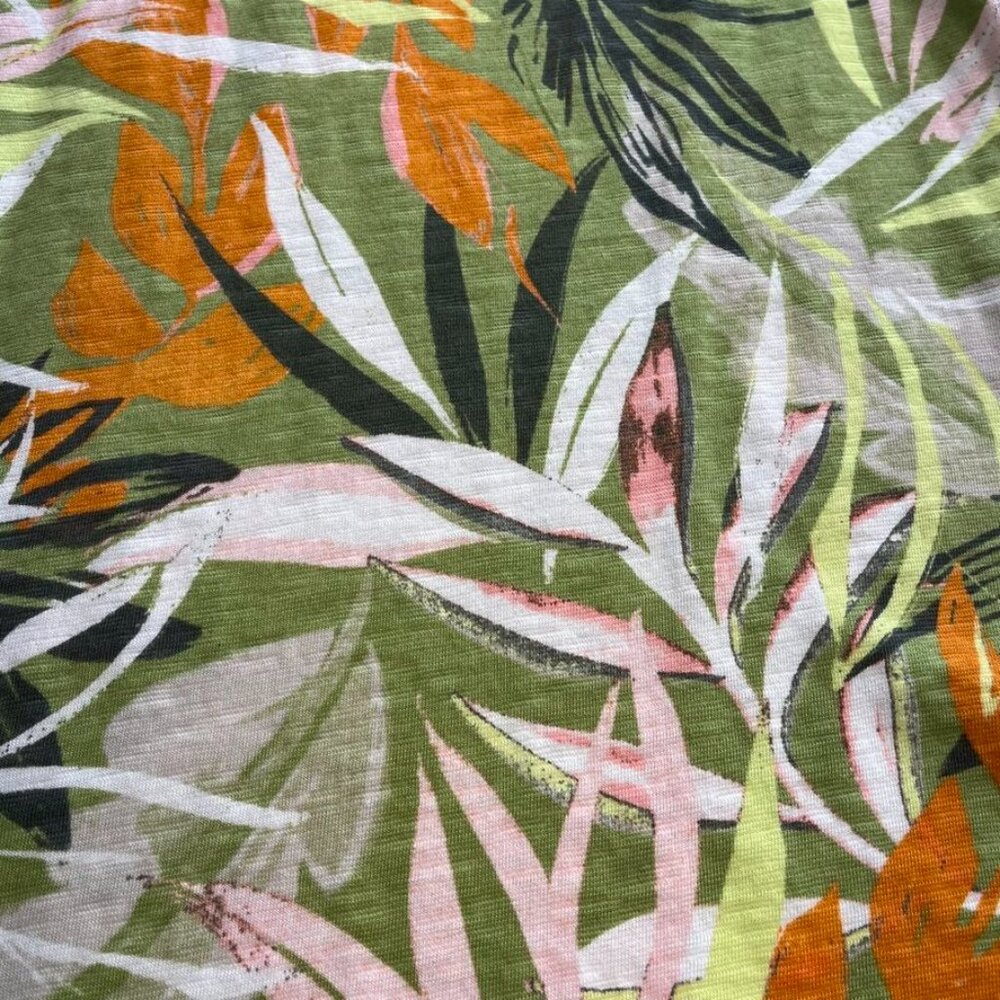 naturals d&co Sleeveless Tropical Print Tank Top XXS Green Linen Blend - Picture 5 of 8